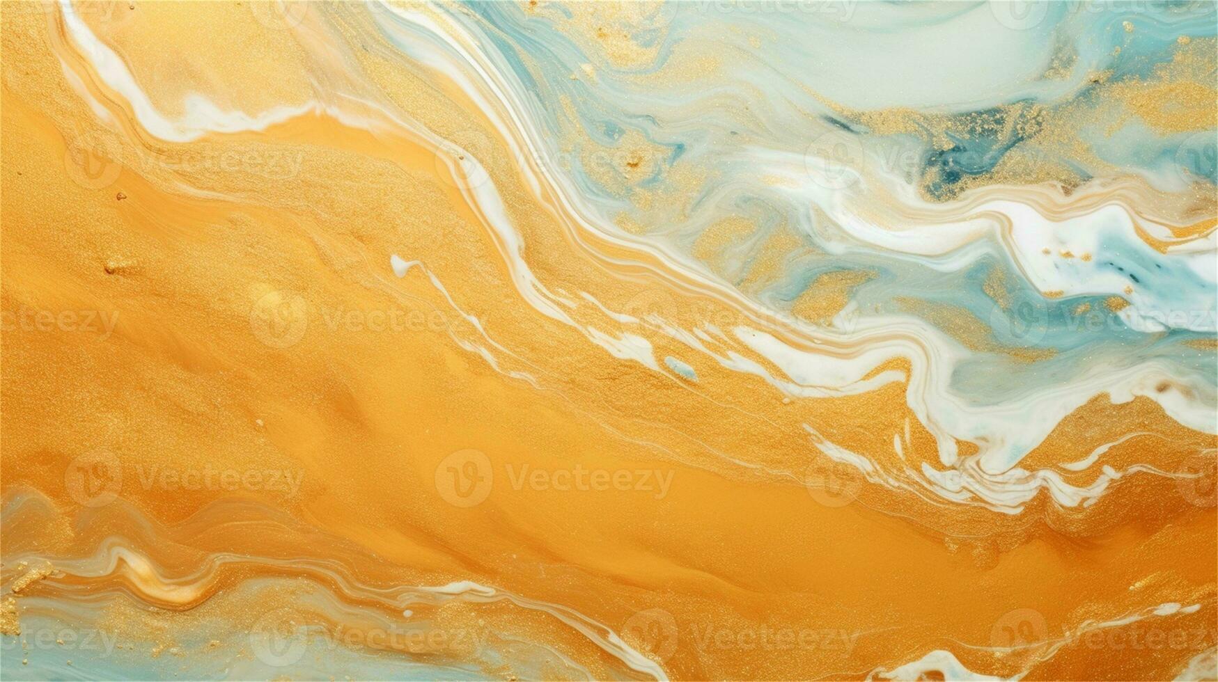 a close up of a marble surface with orange and white paint AI Generated photo