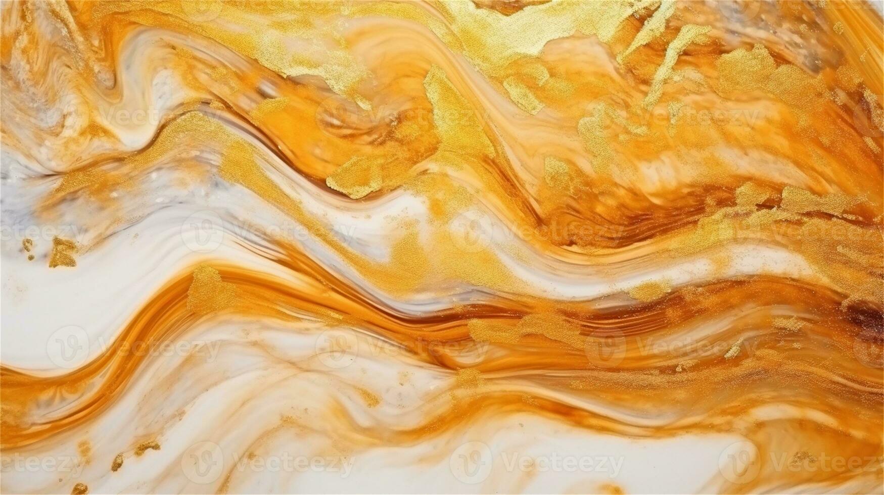 a close up of a marble surface with orange and white paint AI Generated photo