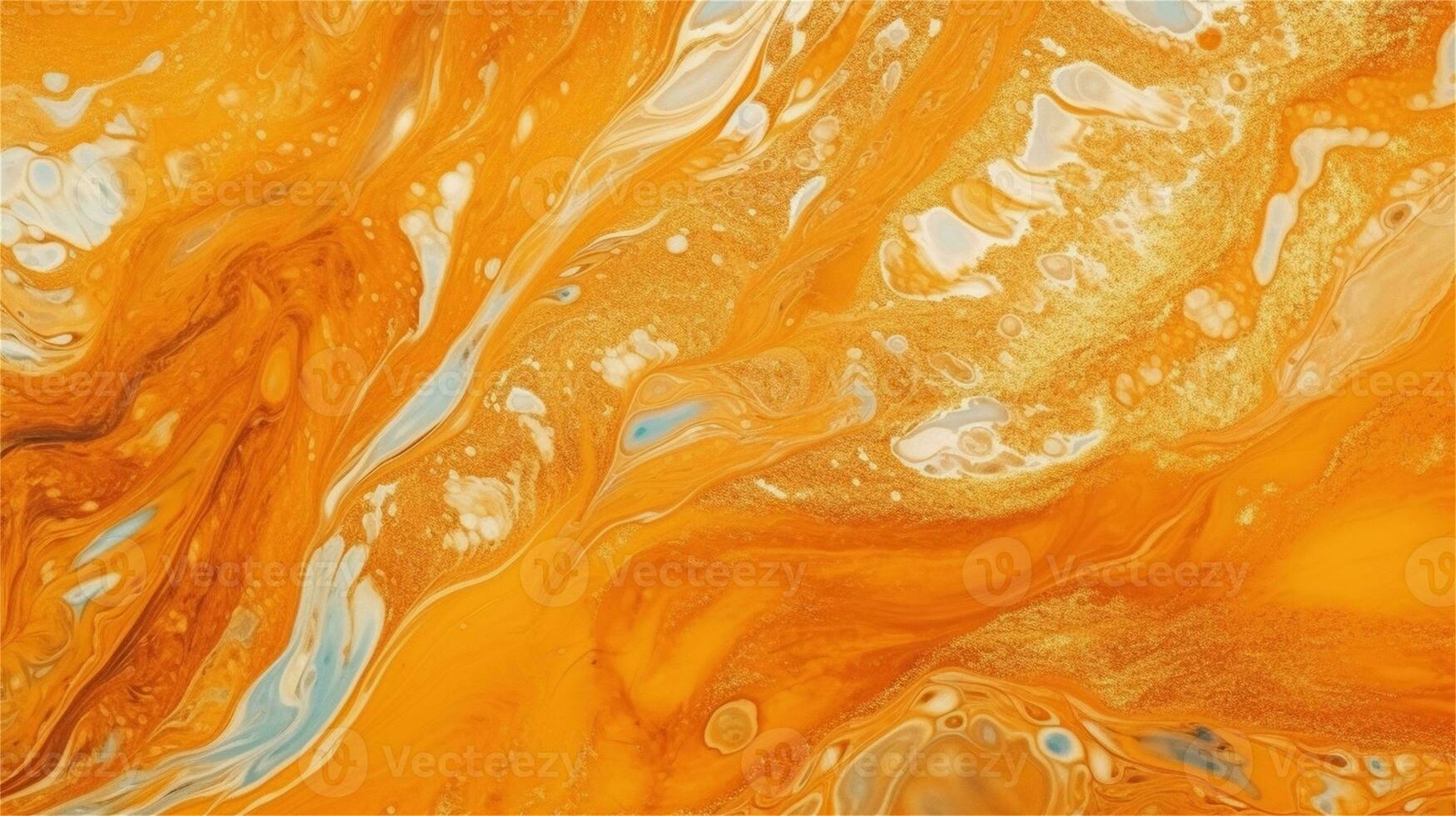a close up of a marble surface with orange and white paint AI Generated photo