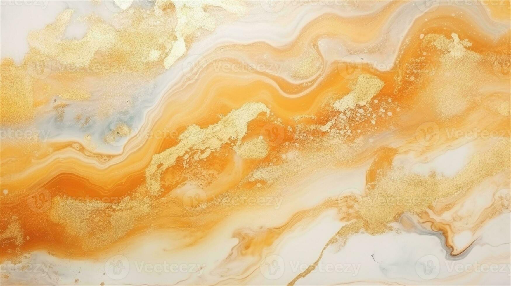 a close up of a marble surface with orange and white paint AI Generated photo
