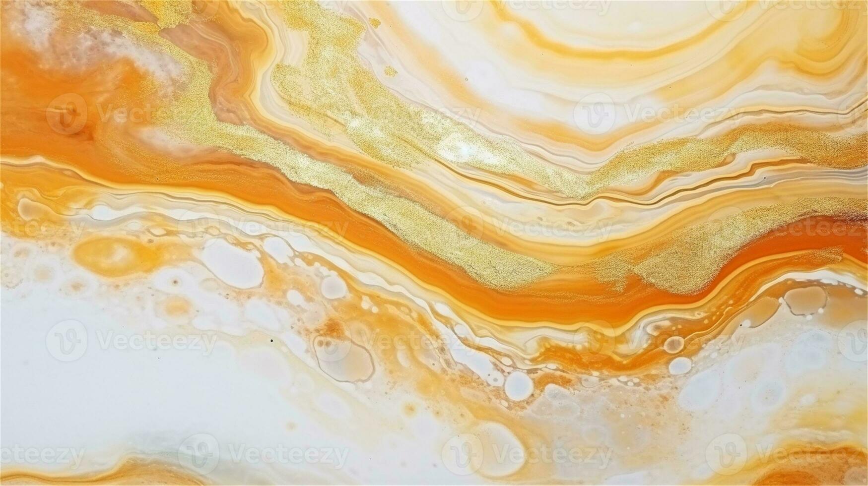 a close up of a marble surface with orange and white paint AI Generated photo