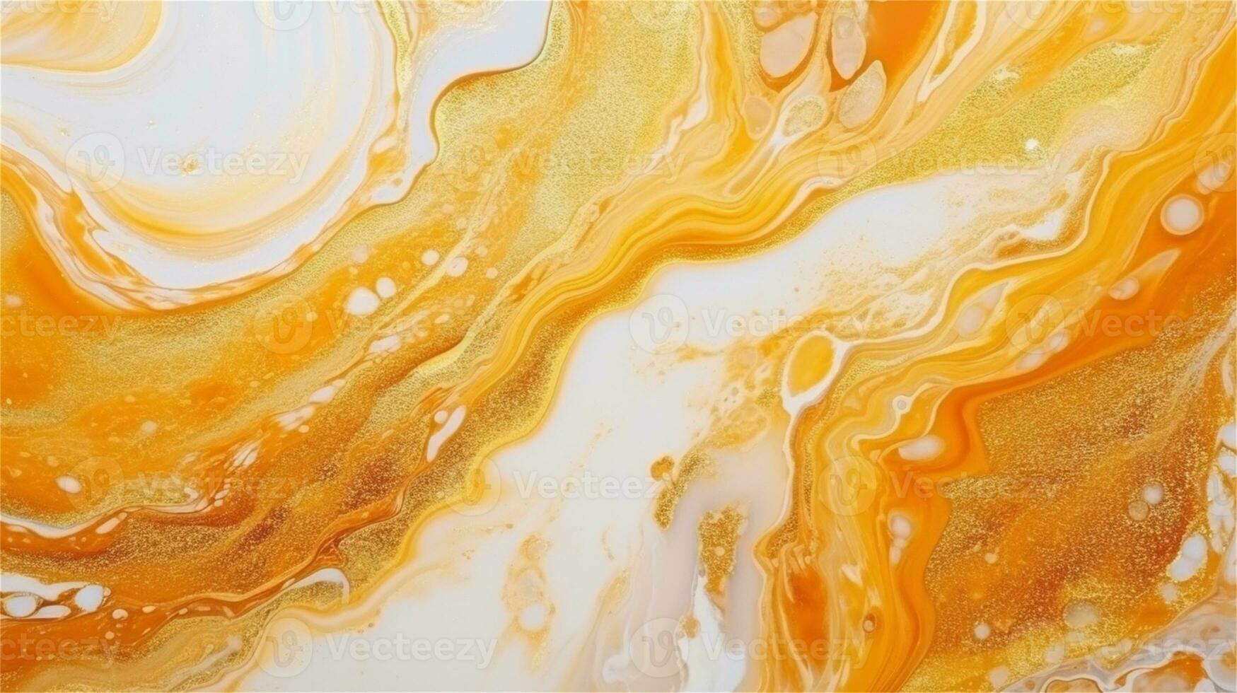 a close up of a marble surface with orange and white paint AI Generated photo