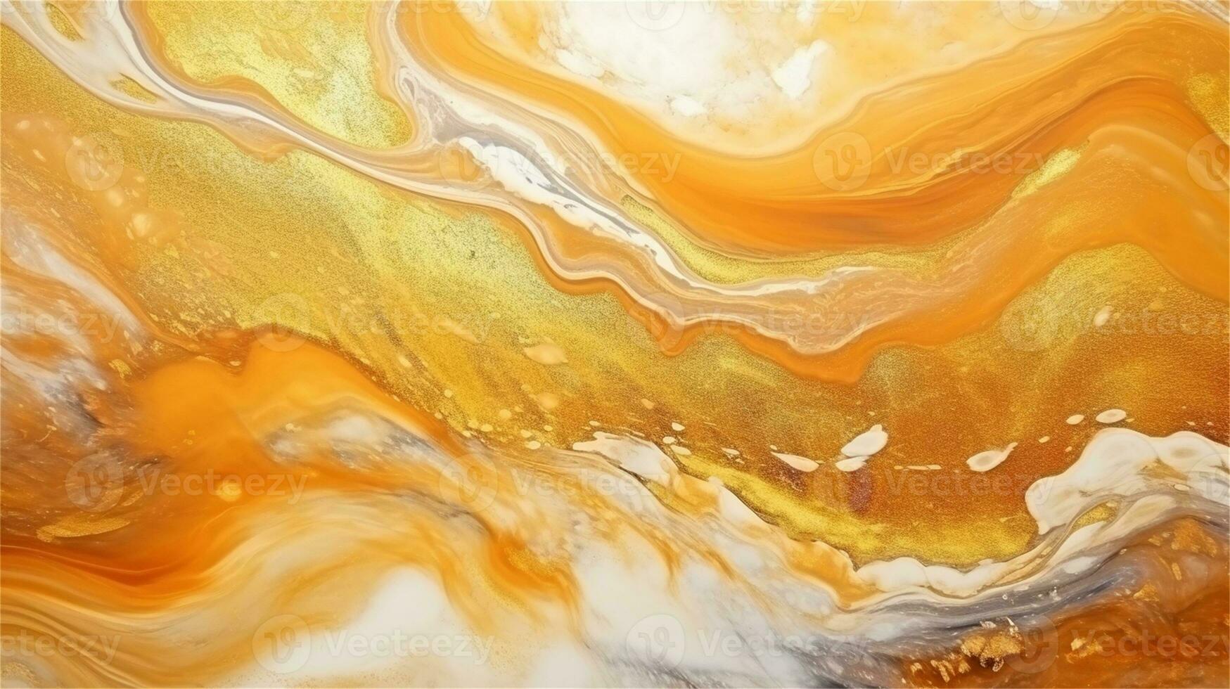 a close up of a marble surface with orange and white paint AI Generated photo