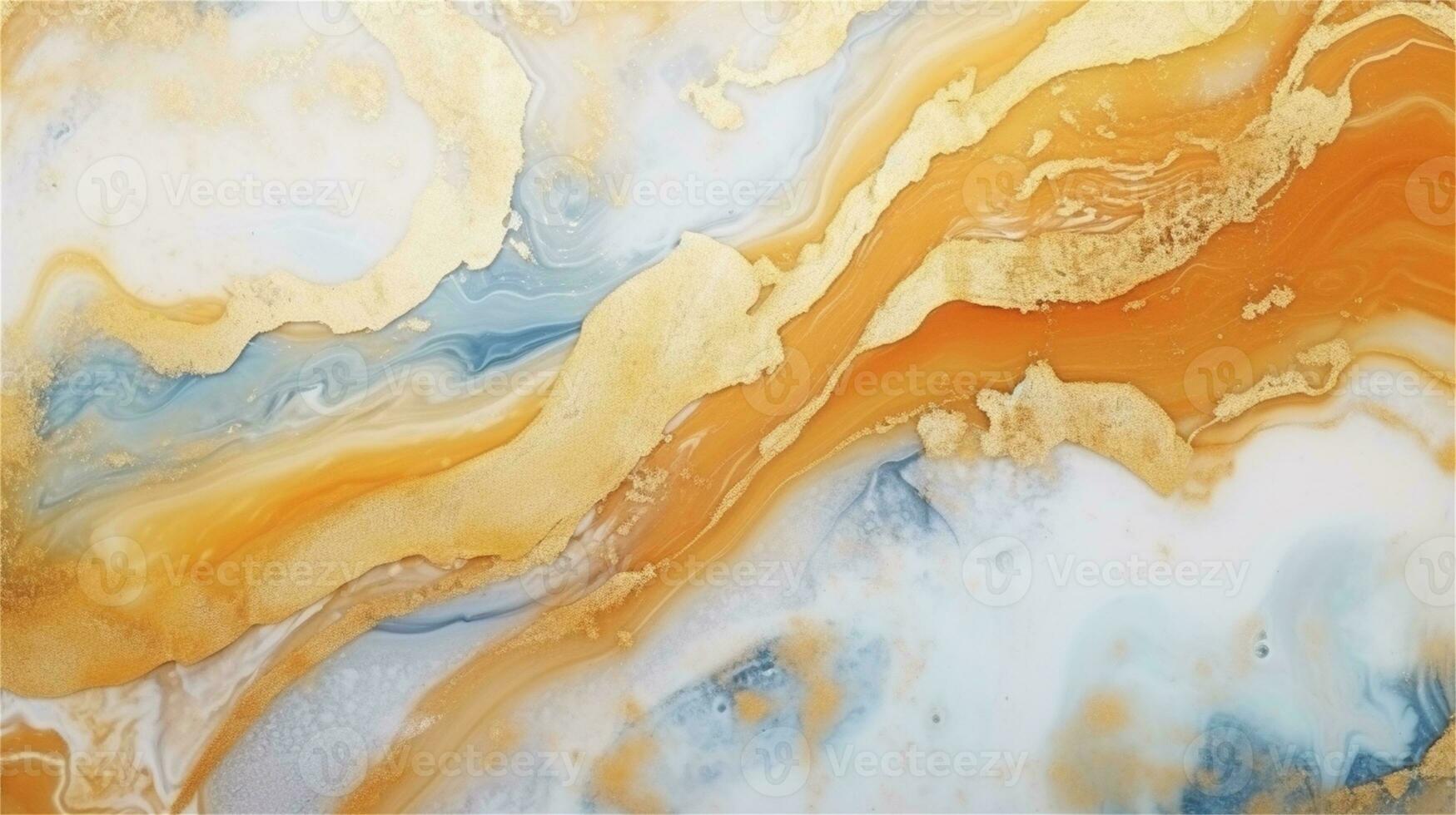 a close up of a marble surface with orange and white paint AI Generated photo