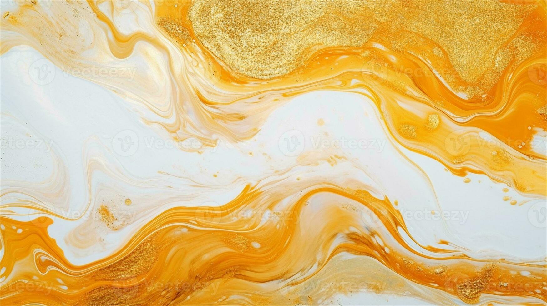 a close up of a marble surface with orange and white paint AI Generated photo