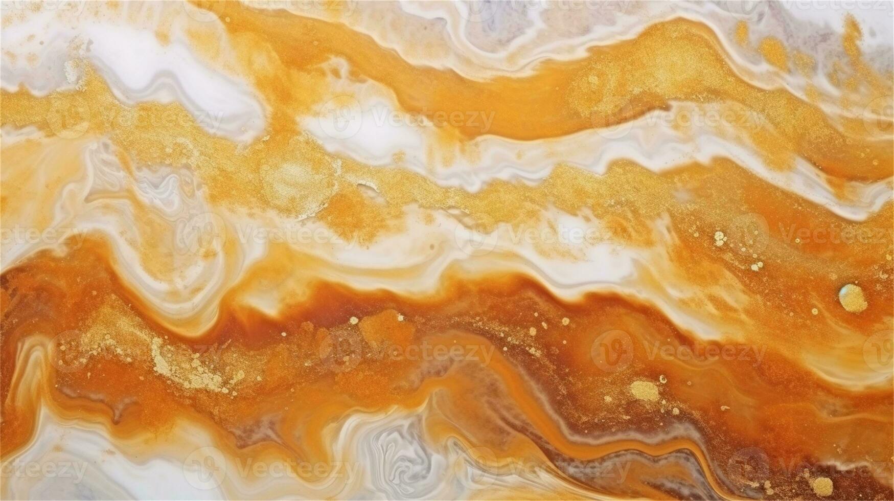 a close up of a marble surface with orange and white paint AI Generated photo