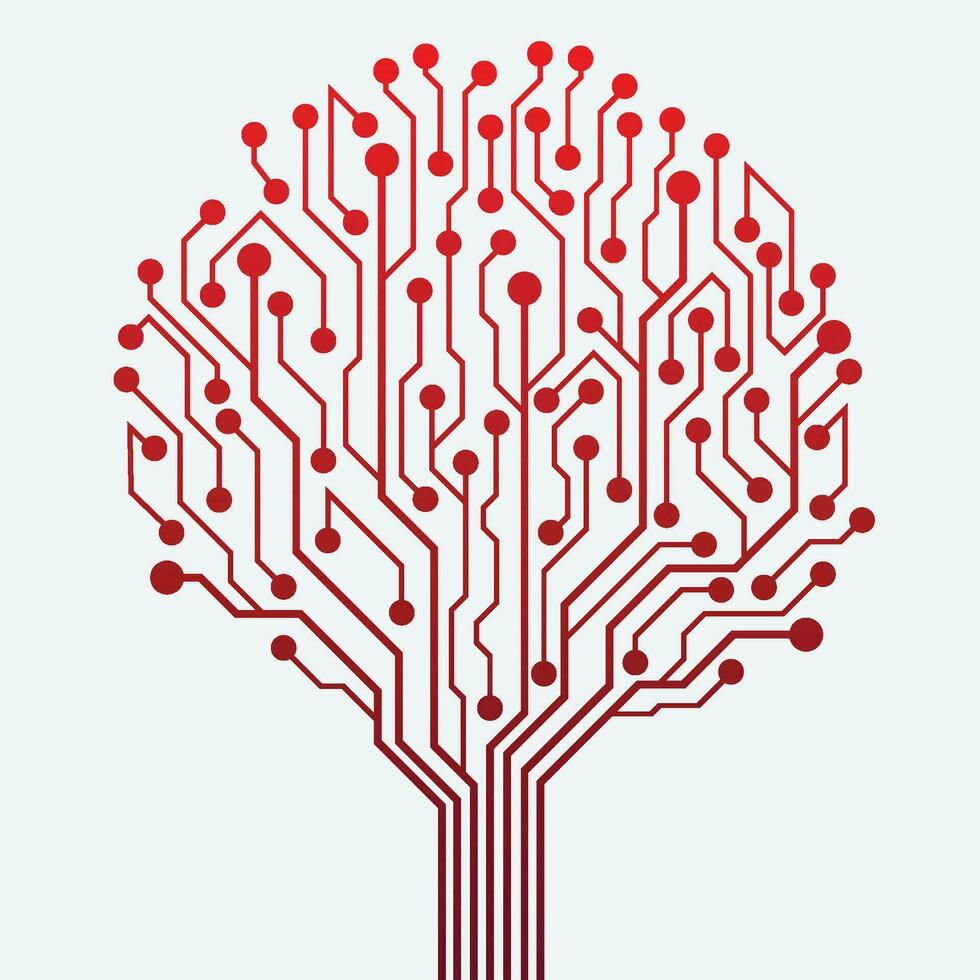 circuito tecnología árbol datos tecnología en blanco antecedentes. vector