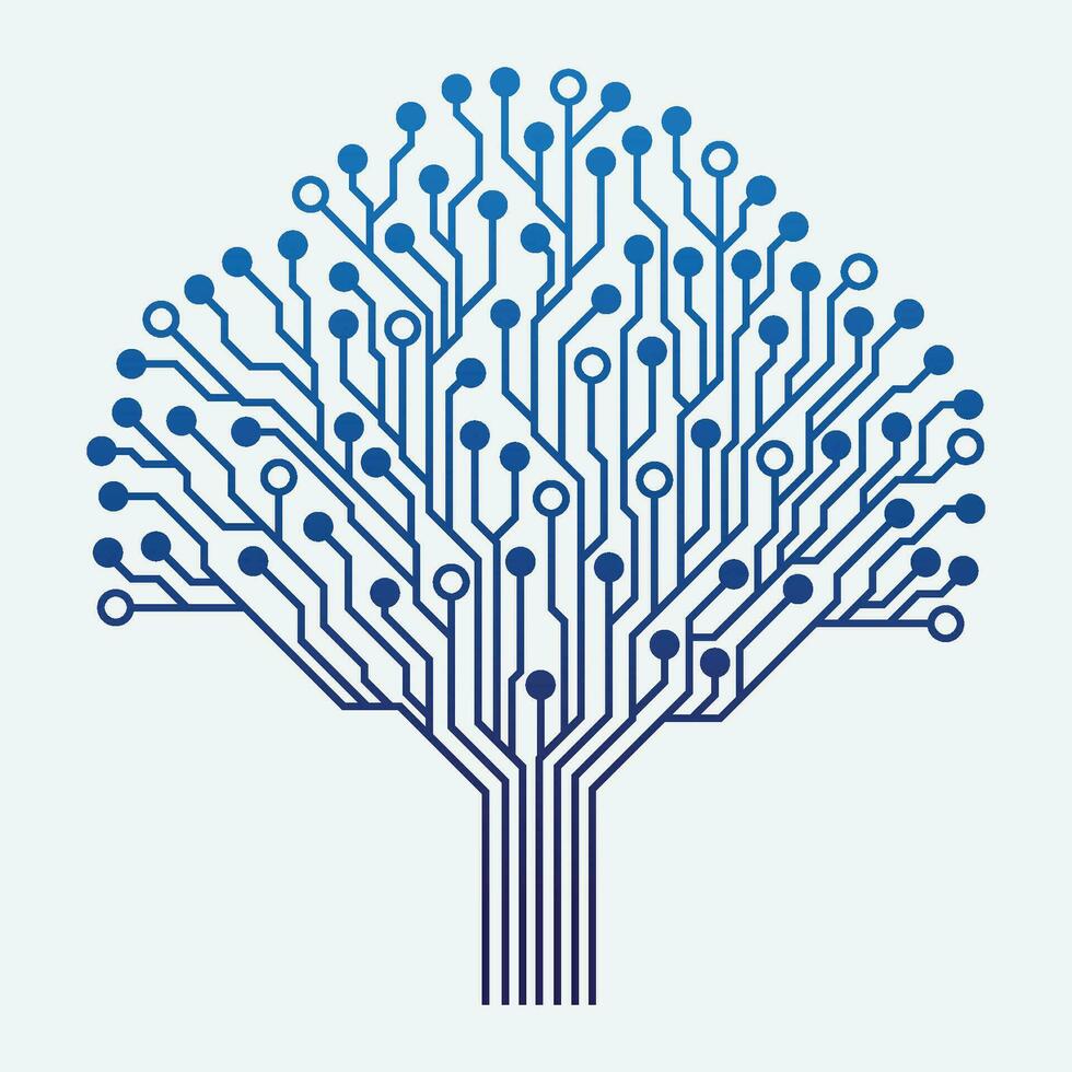 Circuit Tree data technology on white background. Digital circuit board internet connection. vector