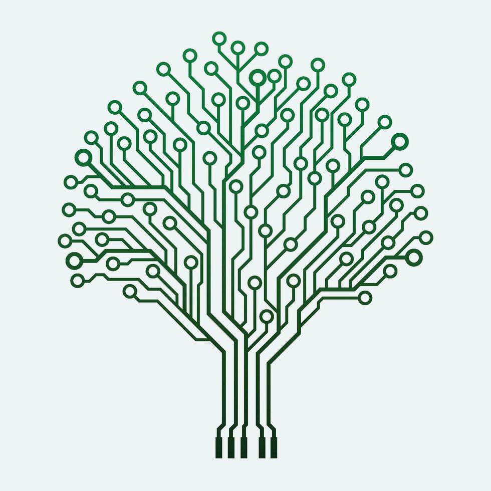 Circuit Tree data technology on white background. Digital circuit board internet connection. vector