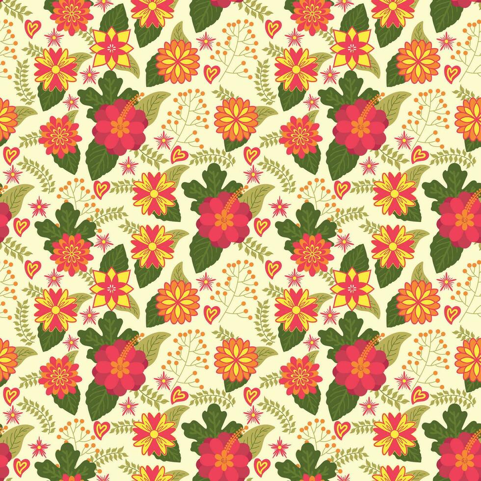 Floral Seamless Pattern Background Vector Illustration.