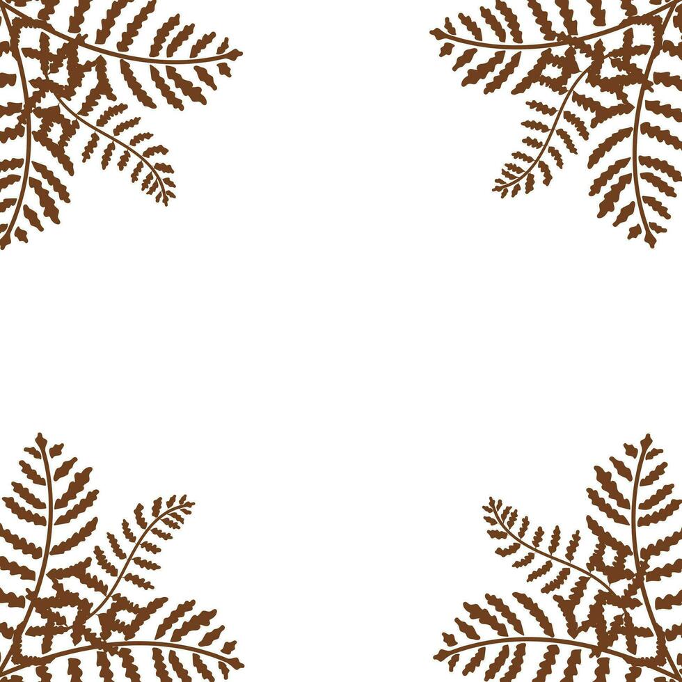 Frame with fern leaves for websites, cards and your other designs. Vector illustration isolated on white background.