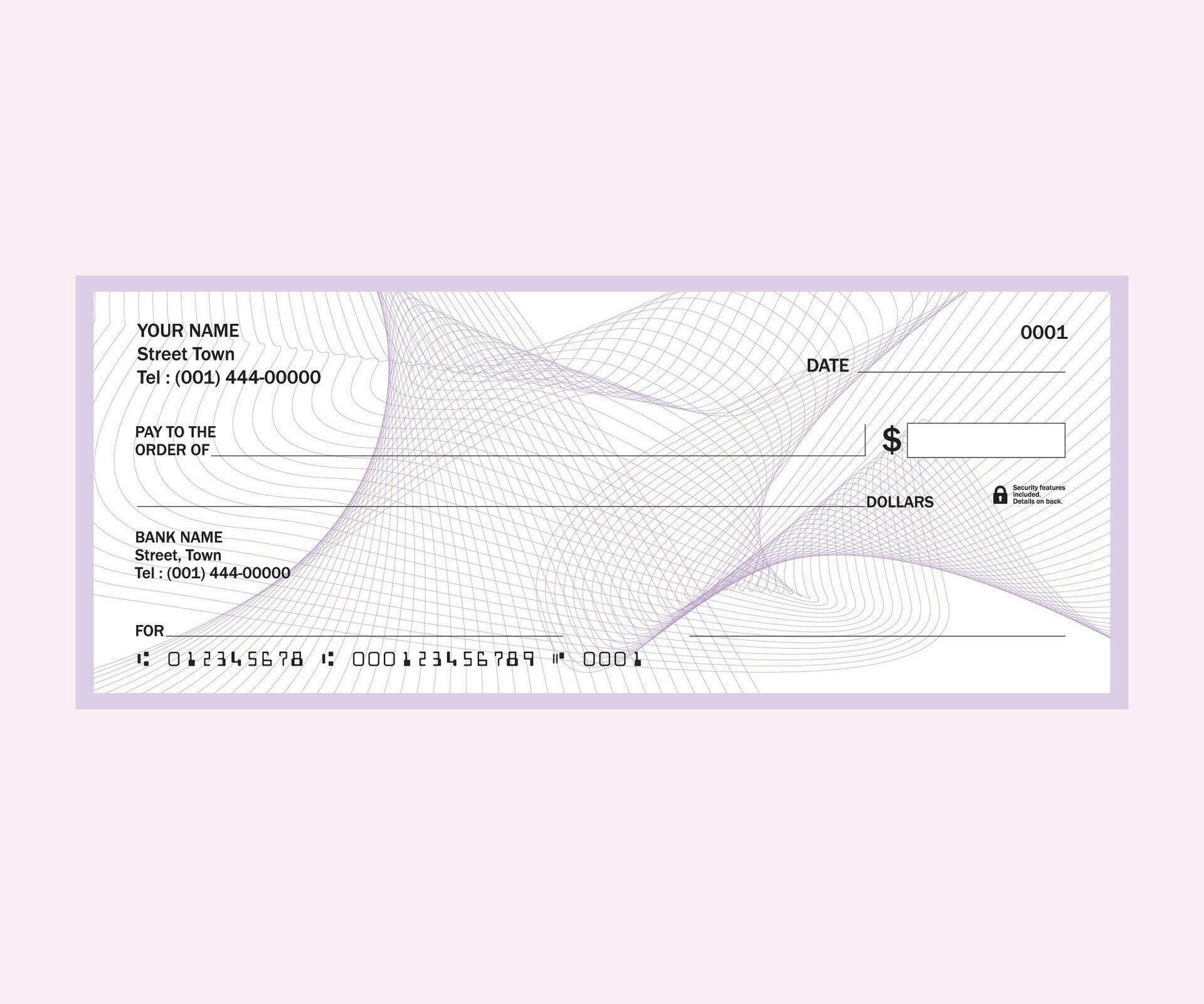 Blank Cheque, Bank Cheque with guilloche template 34762914 Vector Art