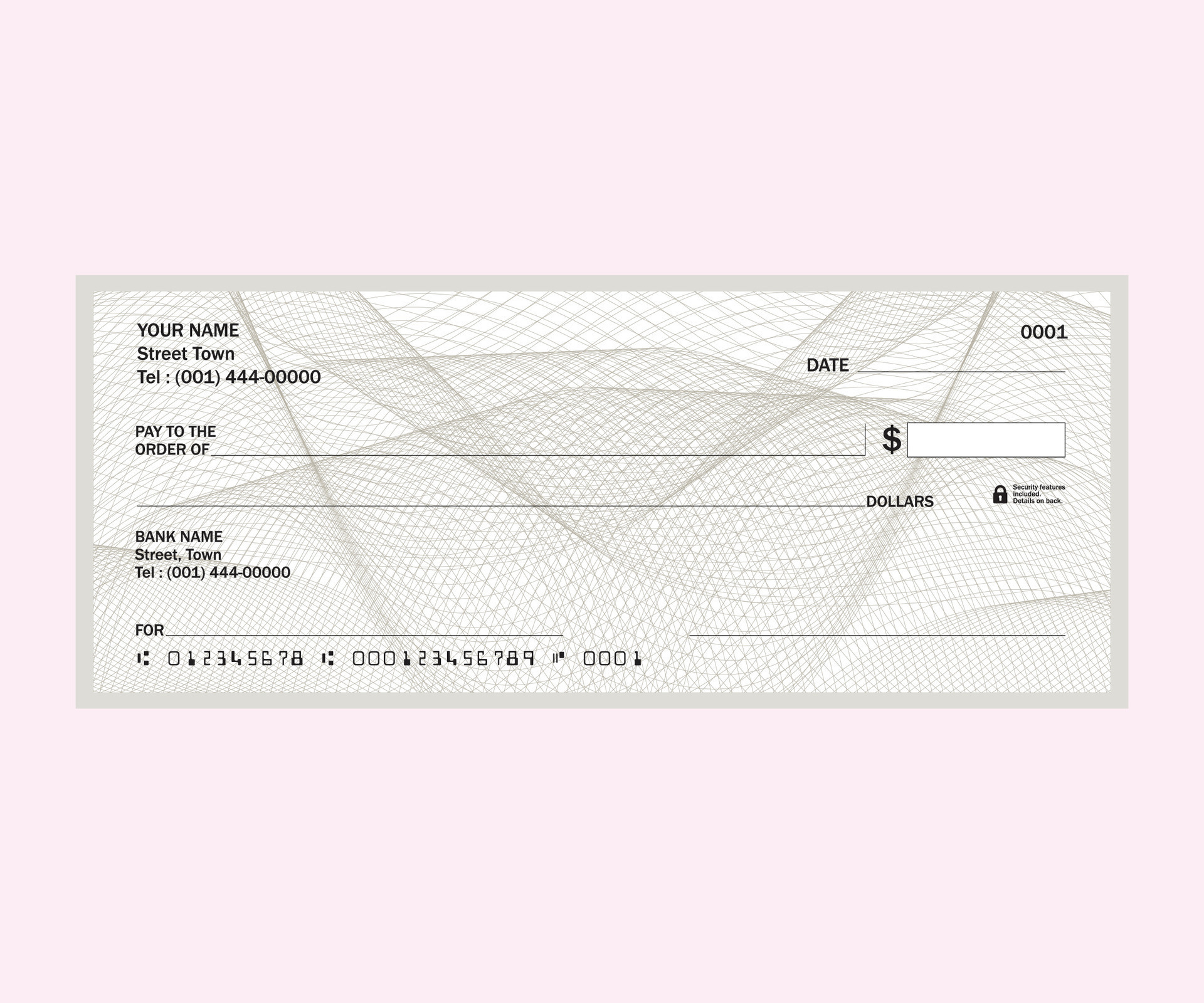 Blank Cheque, Bank Cheque with guilloche template 34762919 Vector Art
