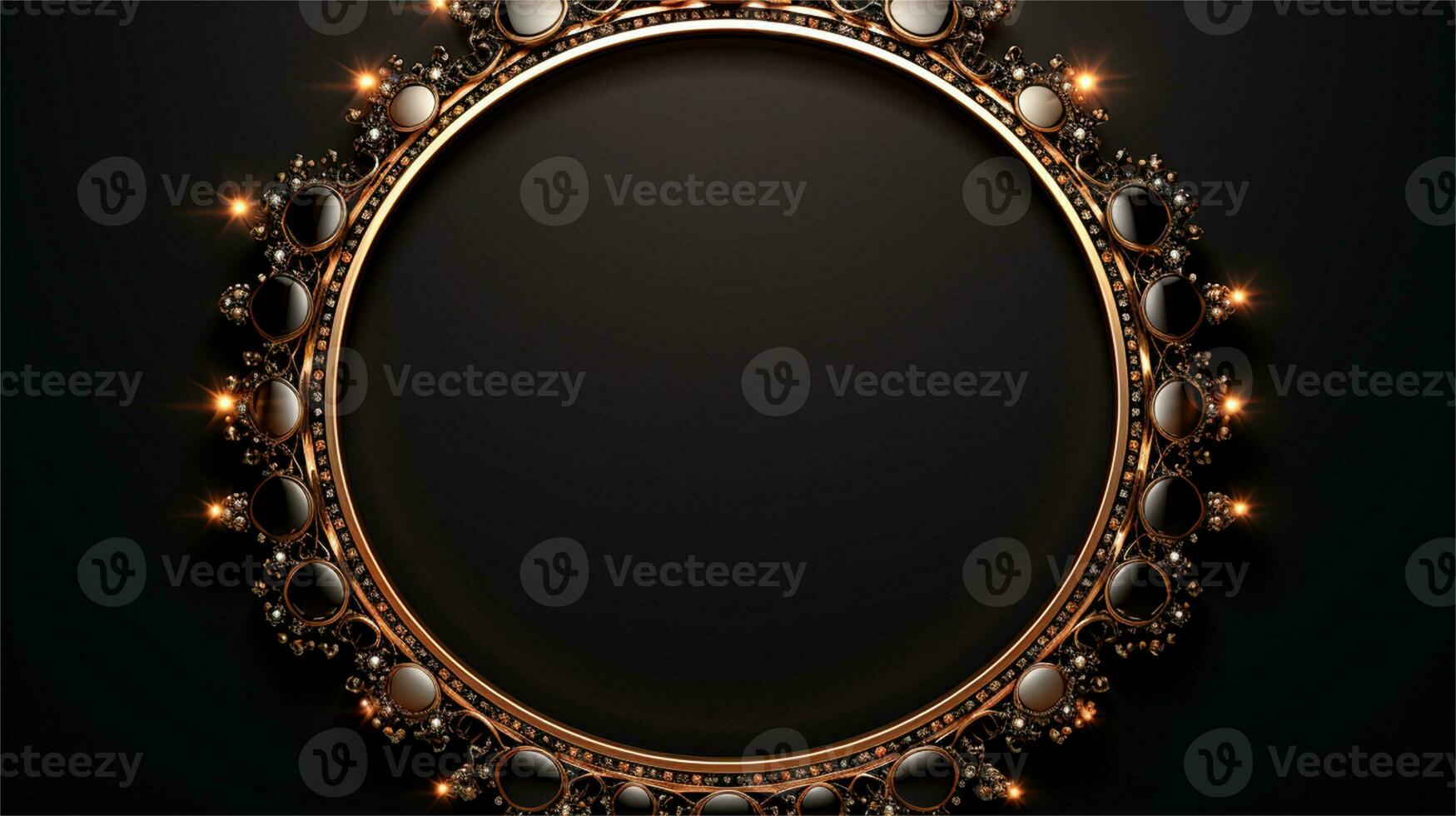 a gold frame with a black background AI Generated photo