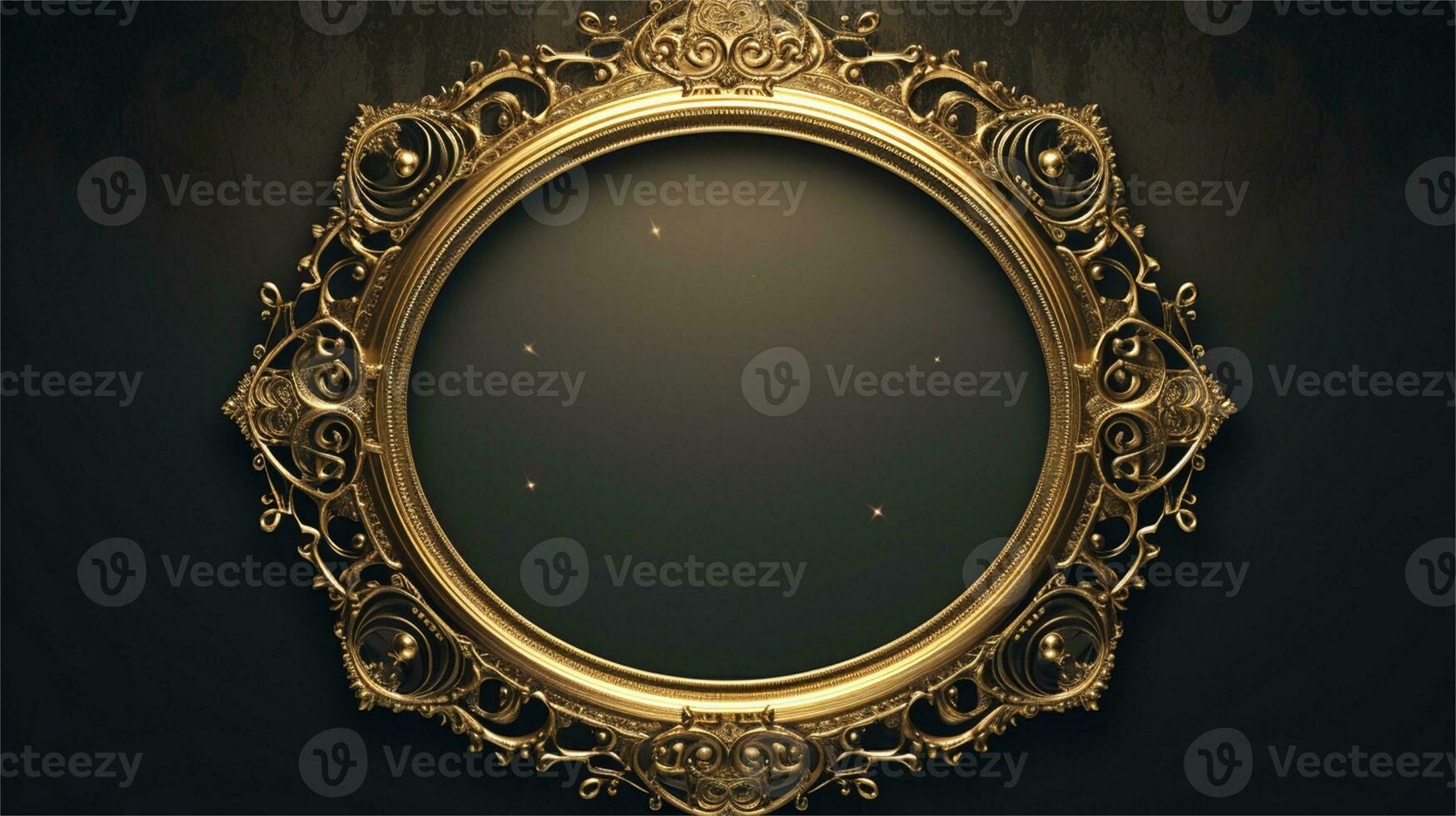 a gold frame with a black background AI Generated photo