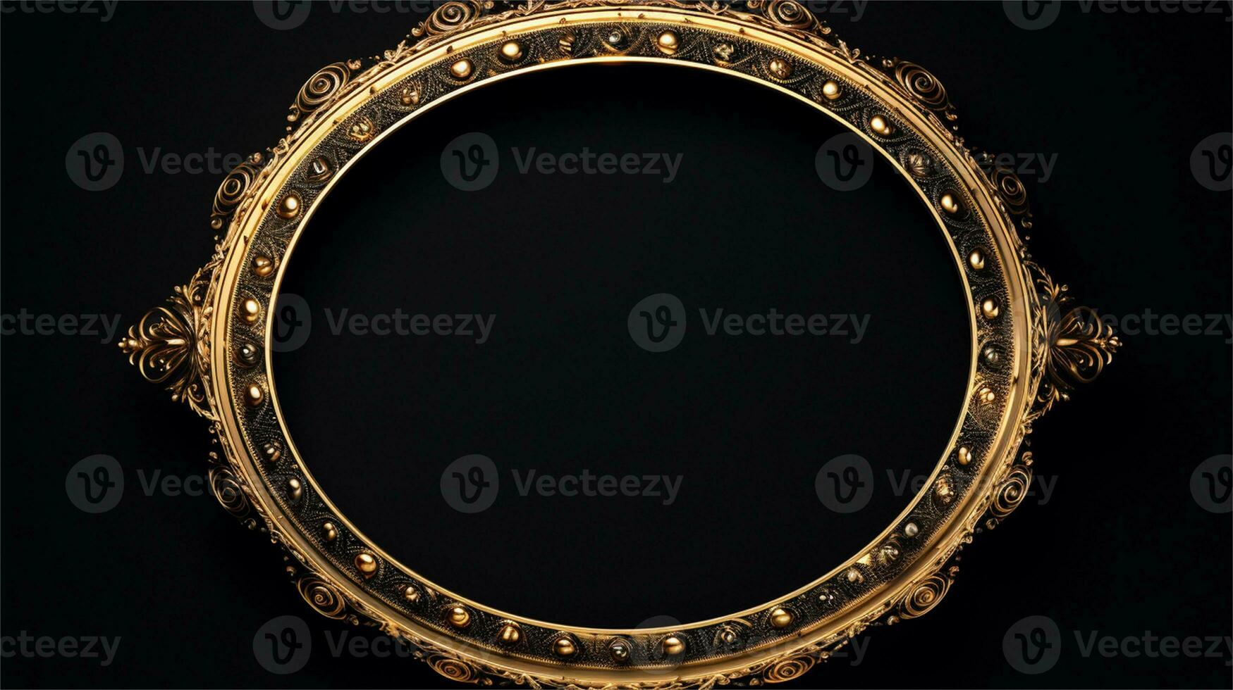 a gold frame with a black background AI Generated photo