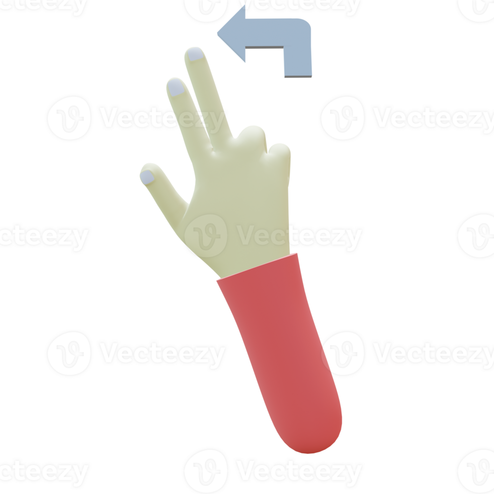 3 D illustration of flick left hand gesture icon png