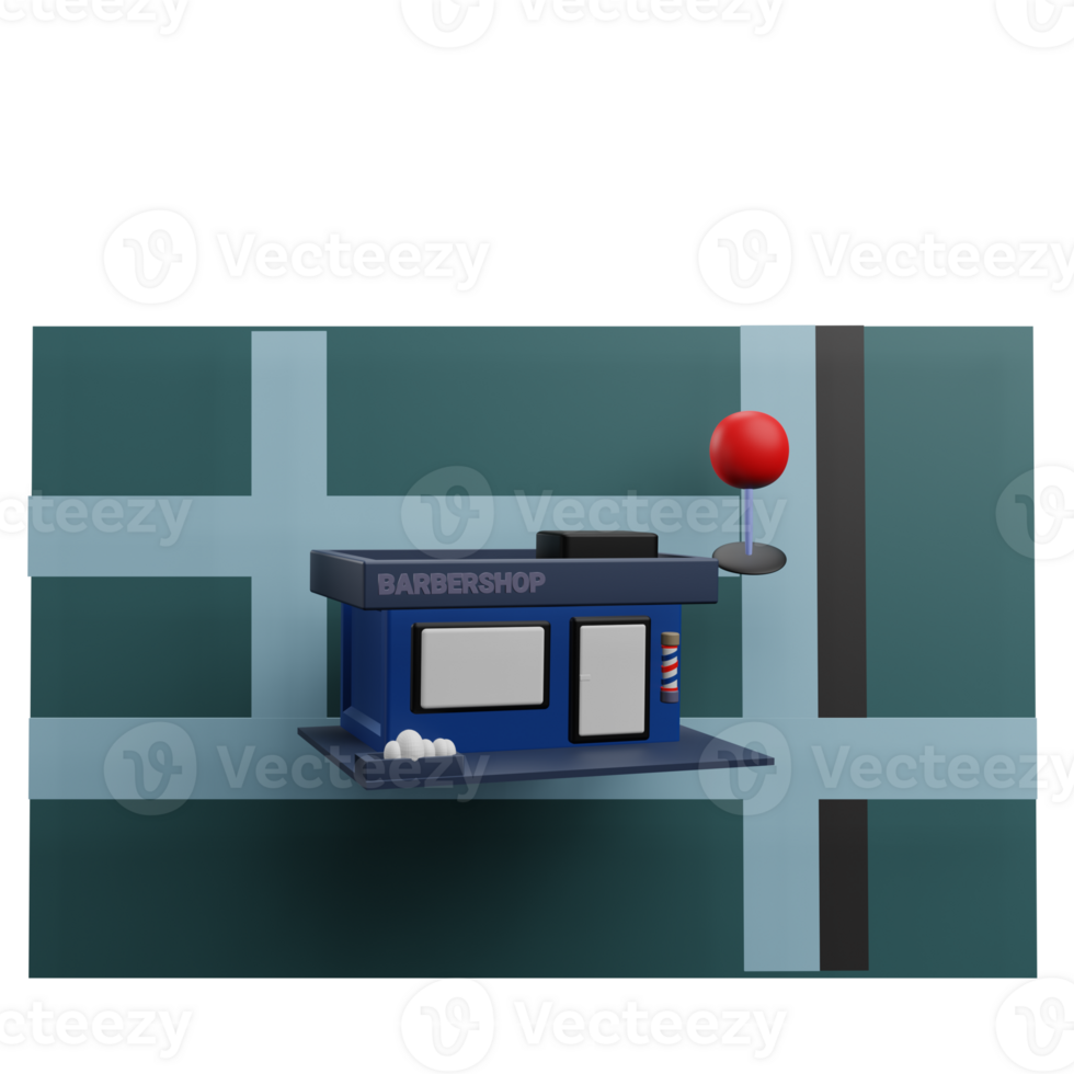 3 d illustratie van kapperszaak pin plaats icoon png