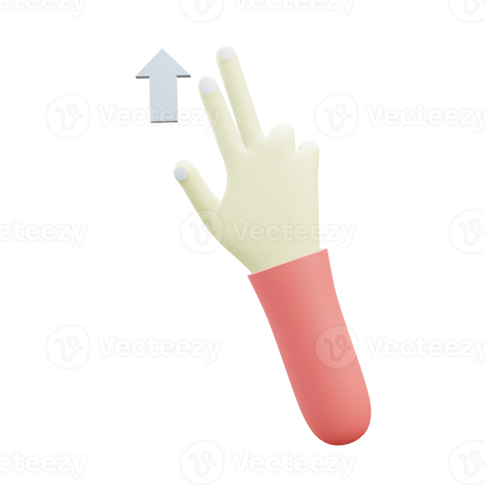 3 D illustration of flick up hand gesture icon png