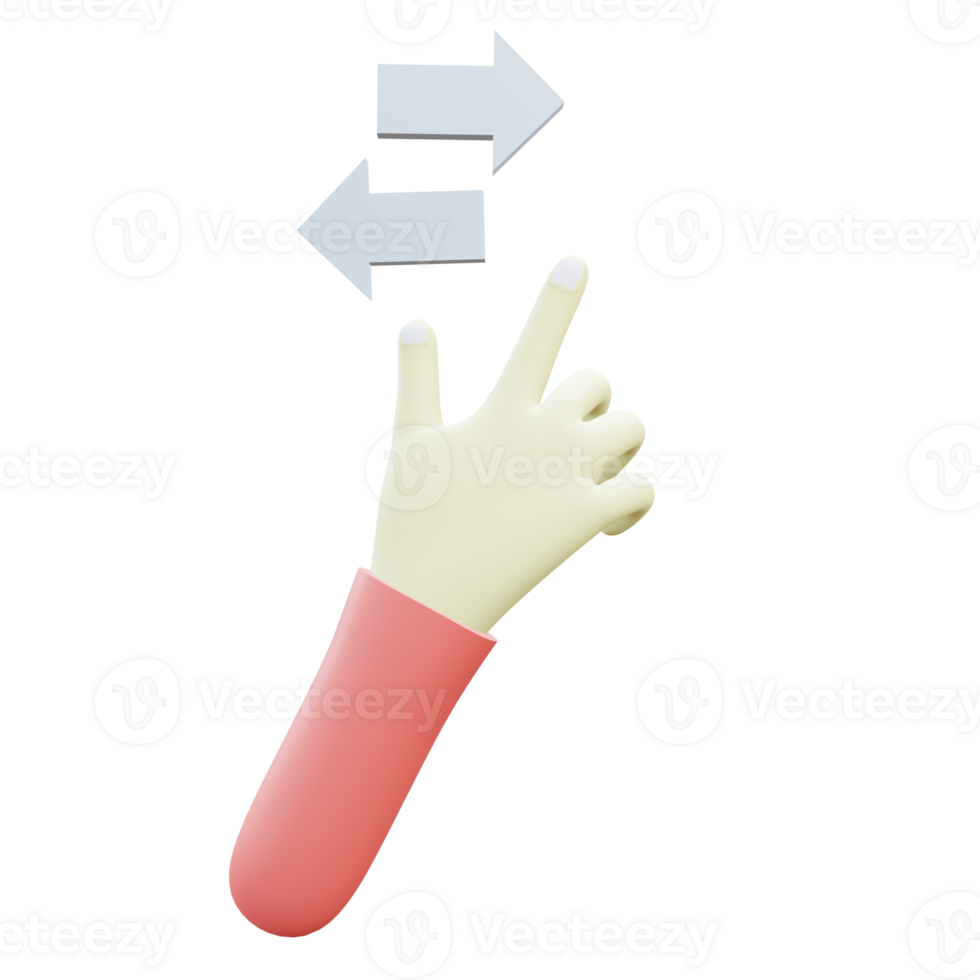 3 D illustration of horizontal scroll hand gesture icon png
