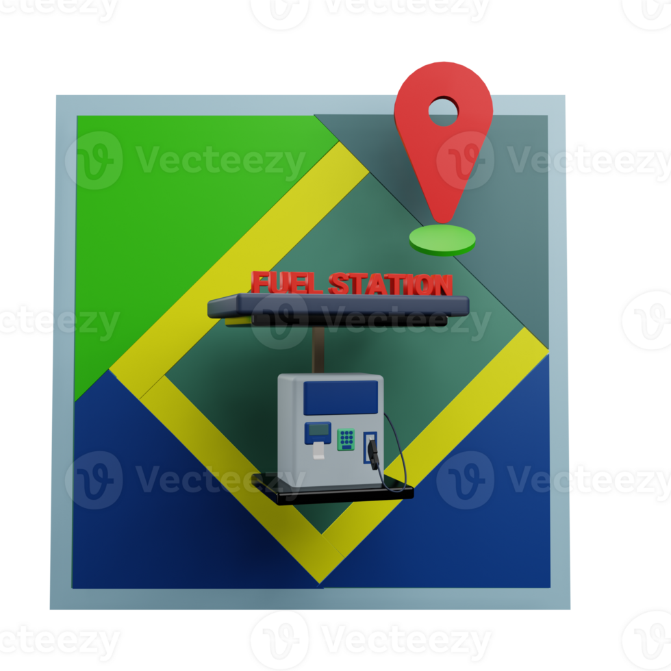 3 D illustration of fuel station location icon png