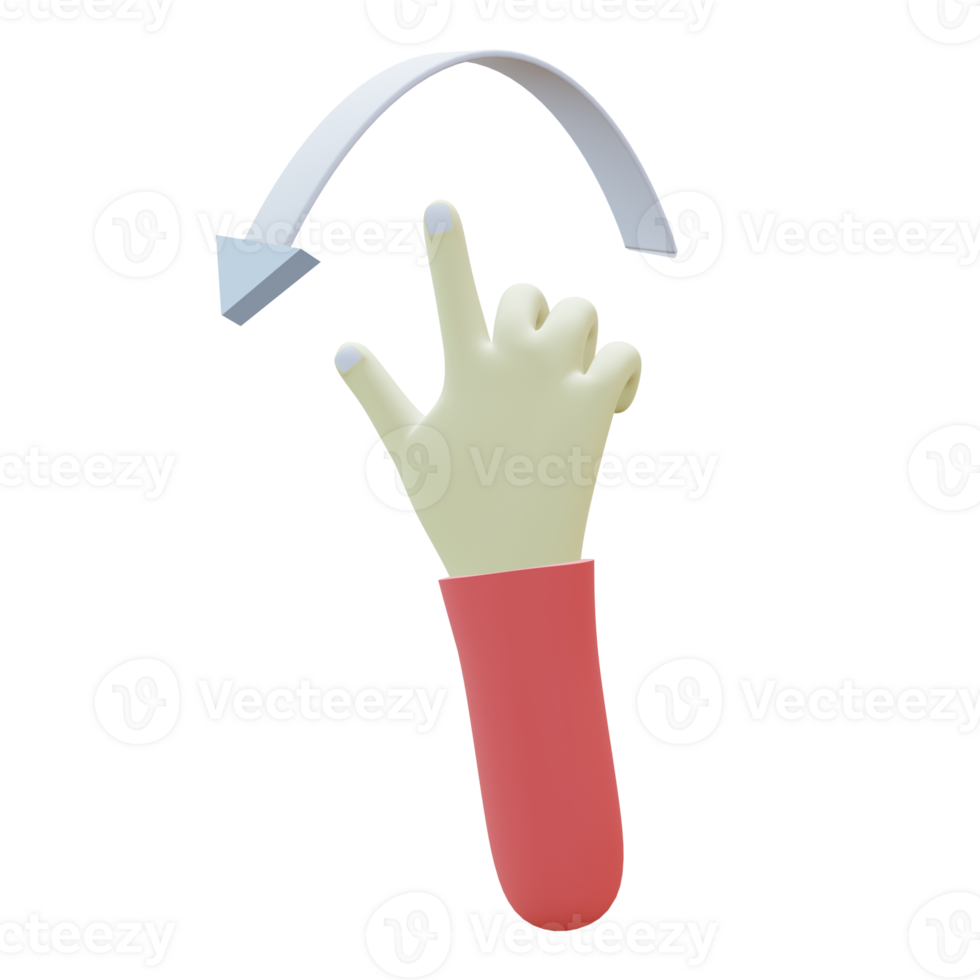 3 D illustration of rotate left hand gesture icon png