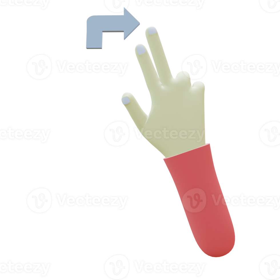3 D illustration of flick right hand gesture icon png