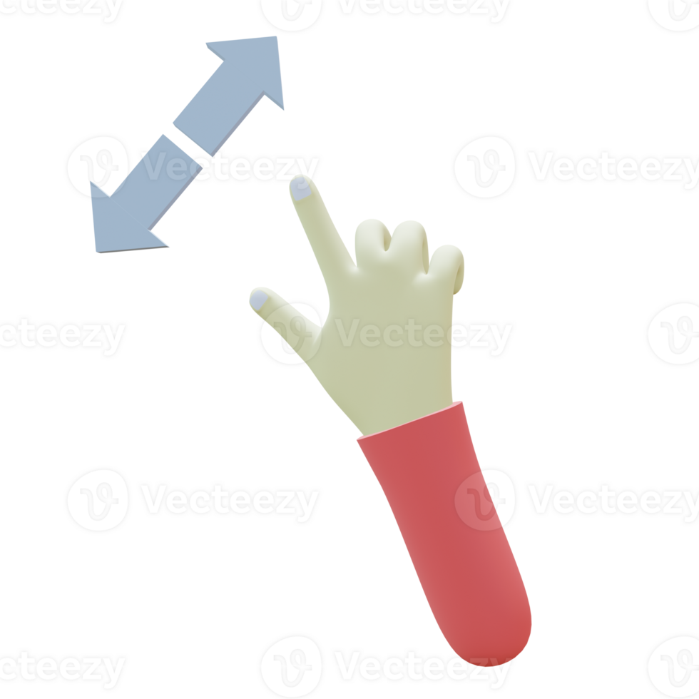 3 D illustration of zoom out hand gesture icon png