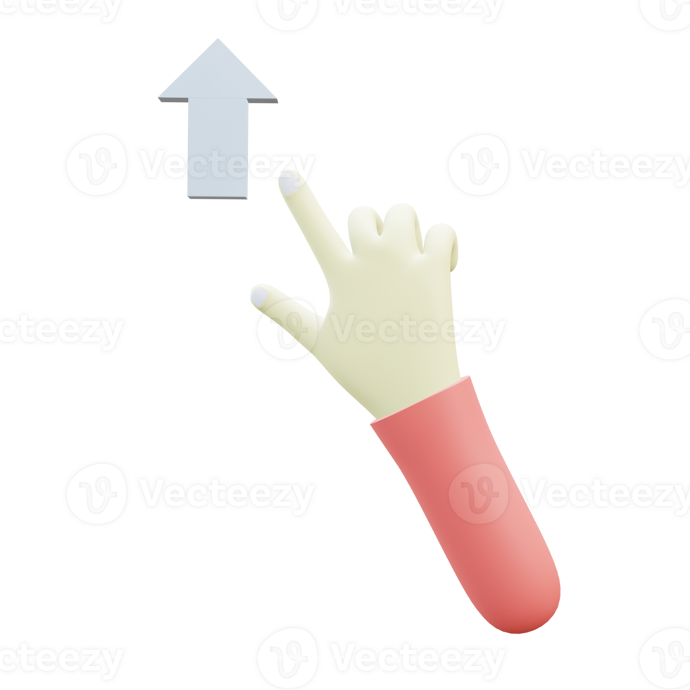 3 D illustration of swipe up hand gesture icon png