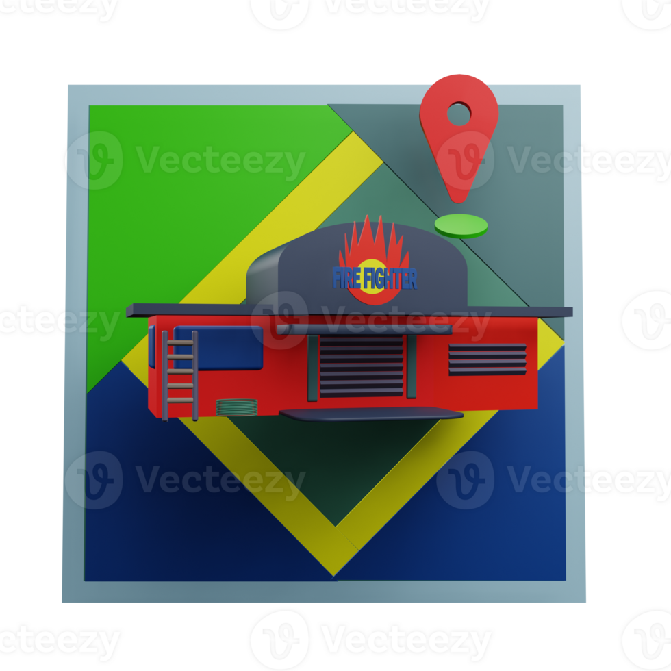 3 D illustration of fire fighter location icon png