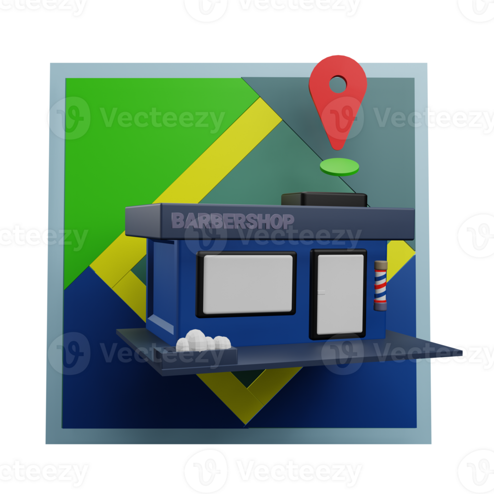 3 D illustration of barbershop location icon png