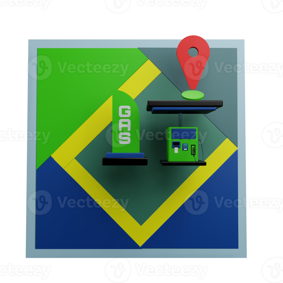 3 D illustration of gas station location icon png