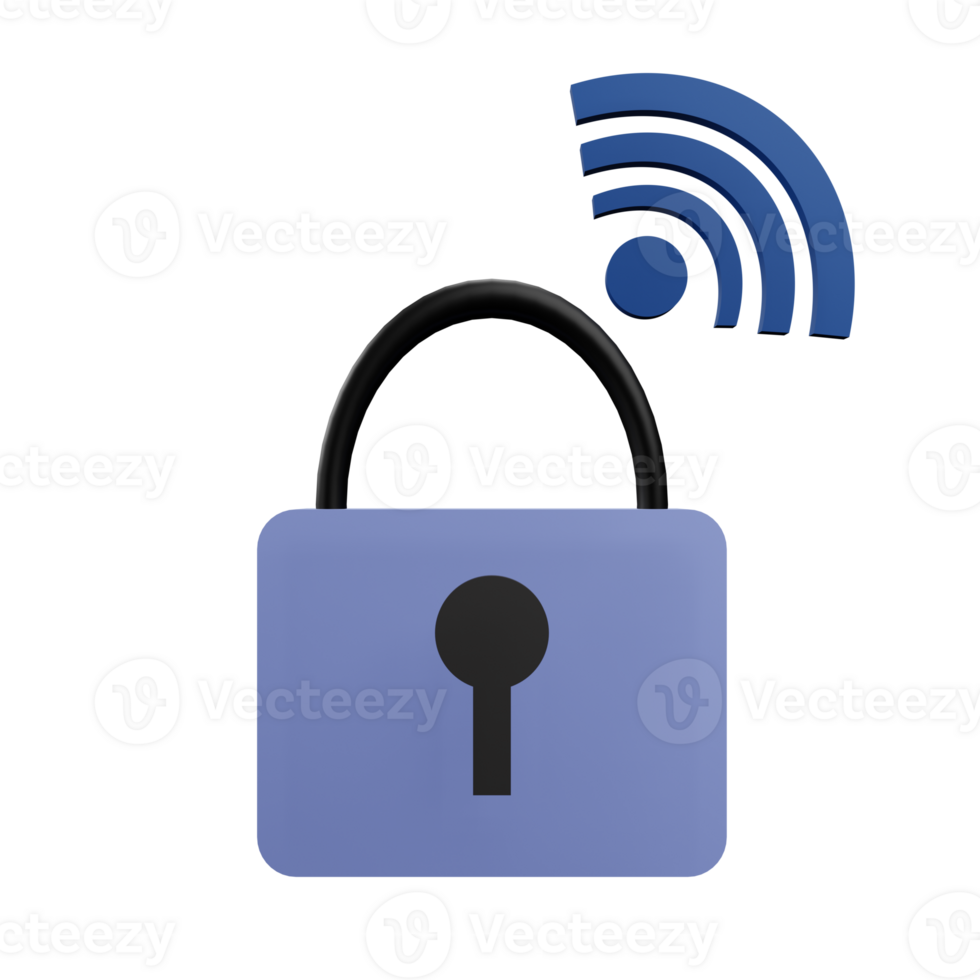 3 D illustration of smart padlock icon png