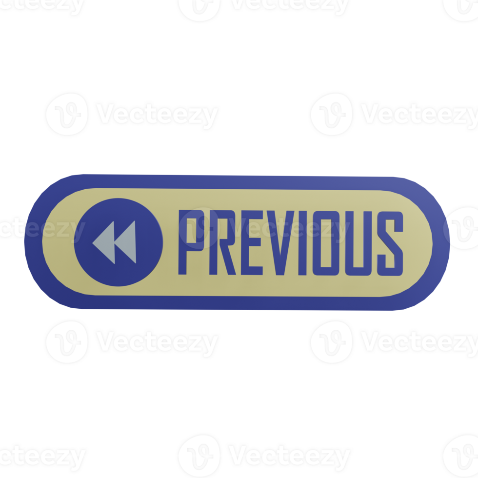3 D illustration of previous icon png