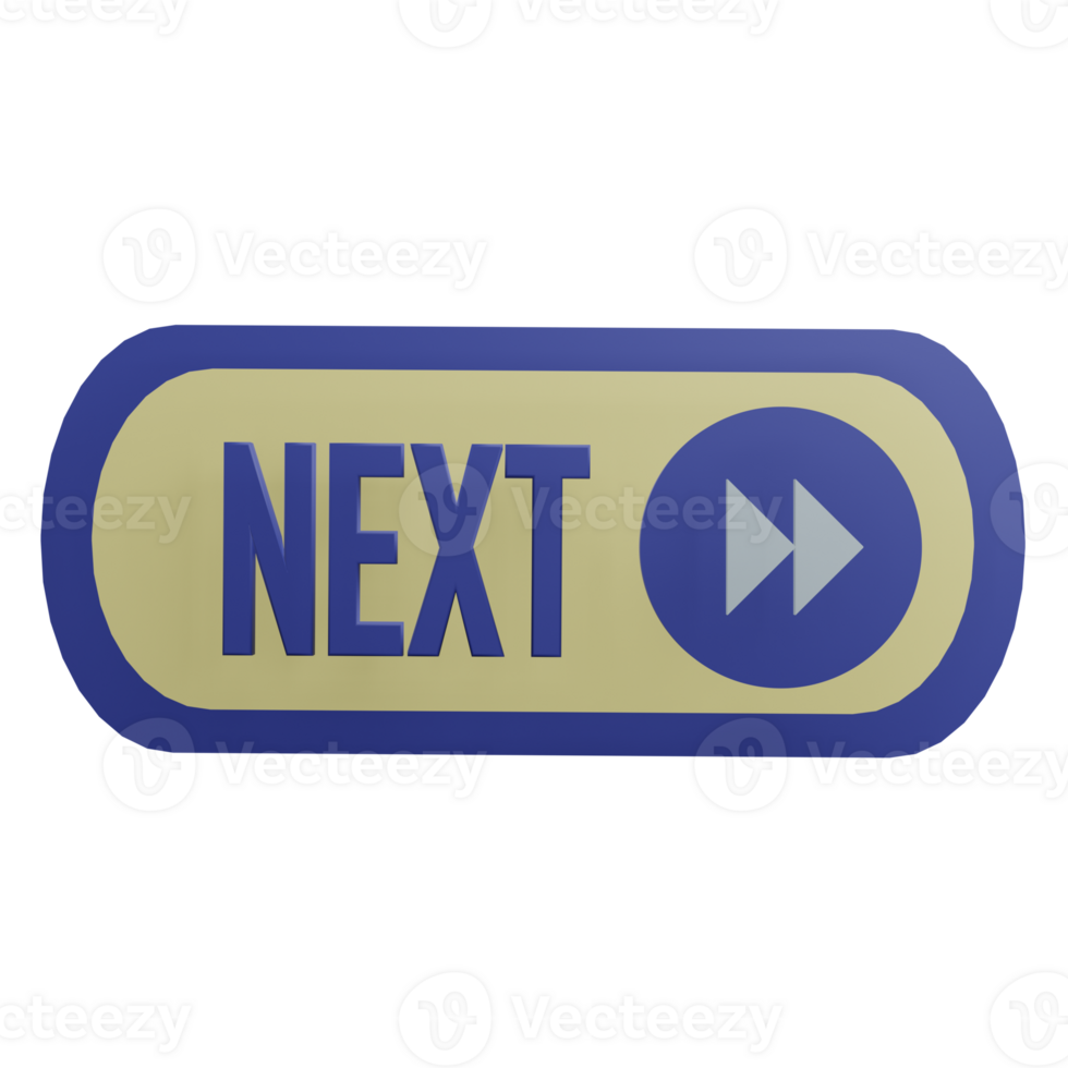 3 D illustration of Next button icon png