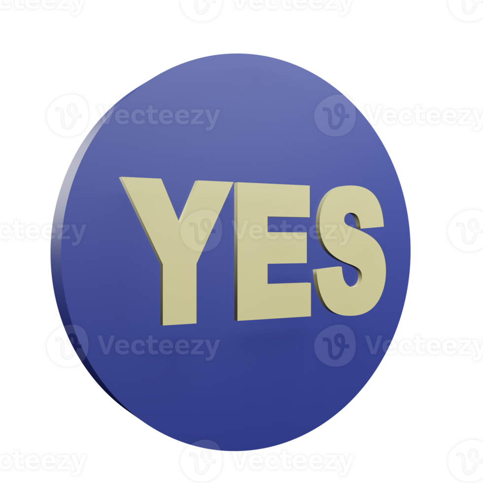 3 D illustration of yes icon png