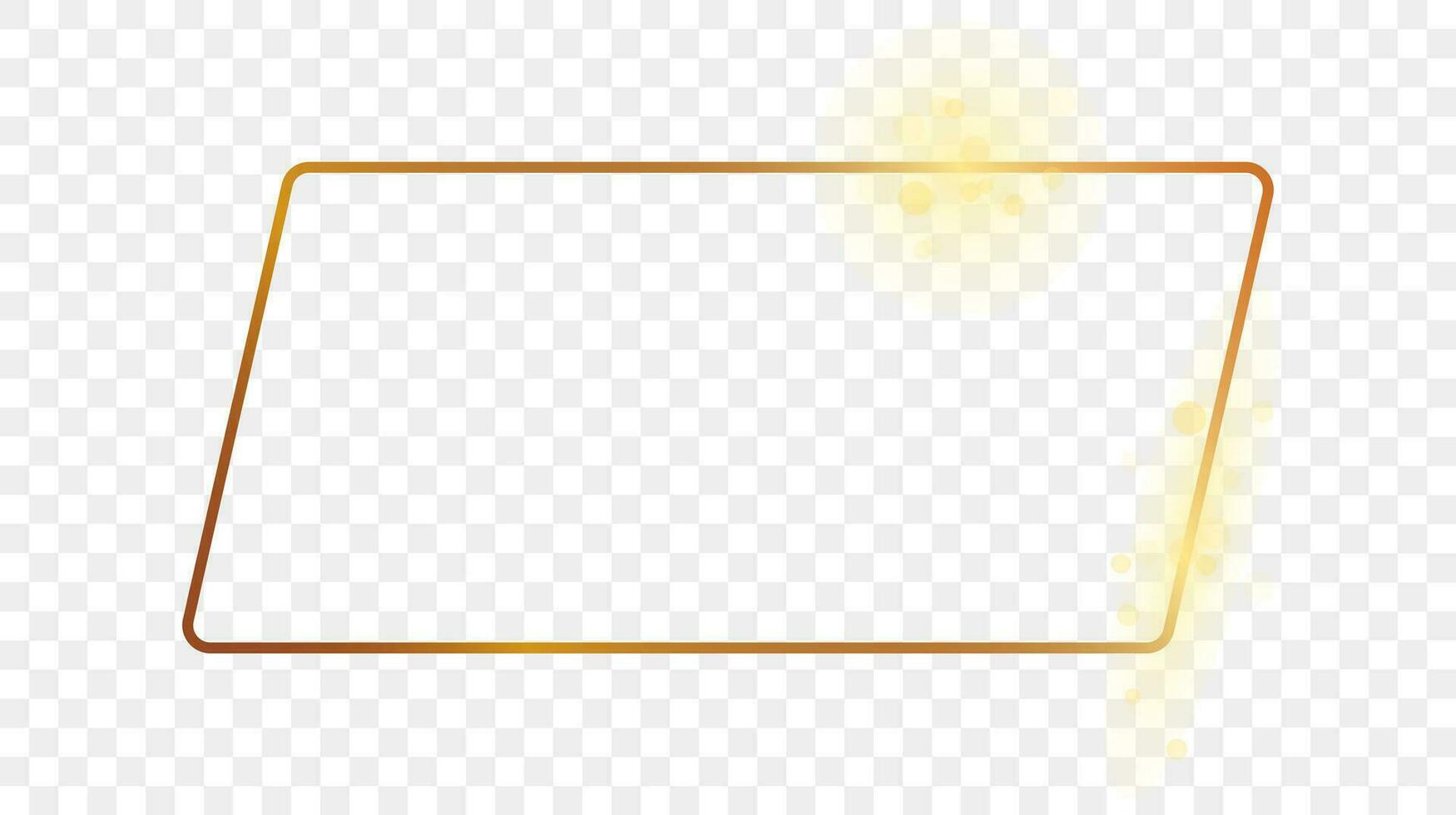 Gold glowing rounded rectangular shape frame vector