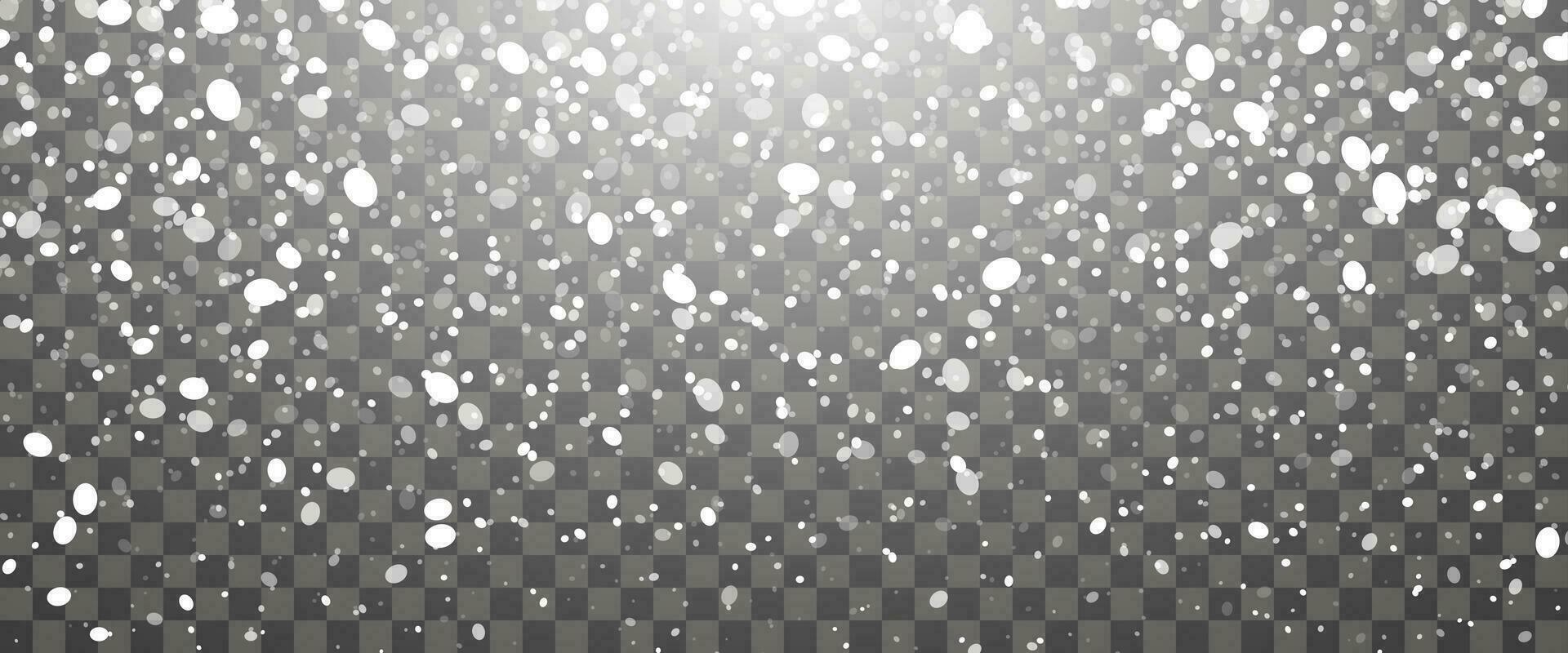 Snowfall and falling snowflakes on background. White snowflakes and Christmas snow. Vector illustration
