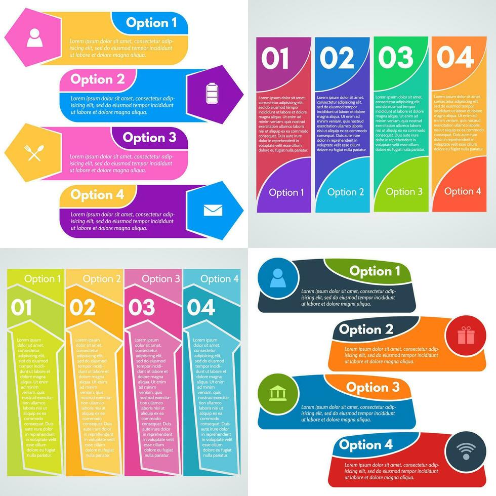 Set of four step by step infographic design template. Vector illustration