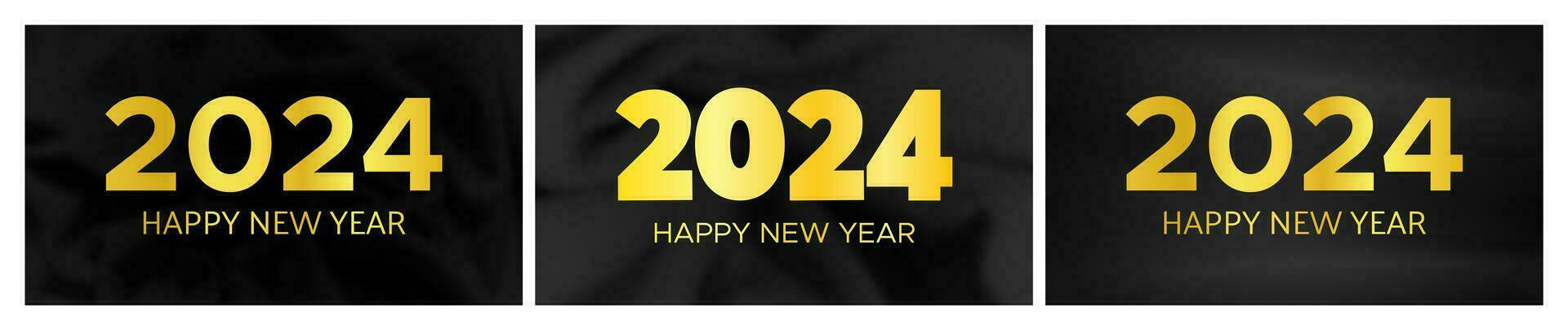 2024 Happy New Year on dark silk background vector
