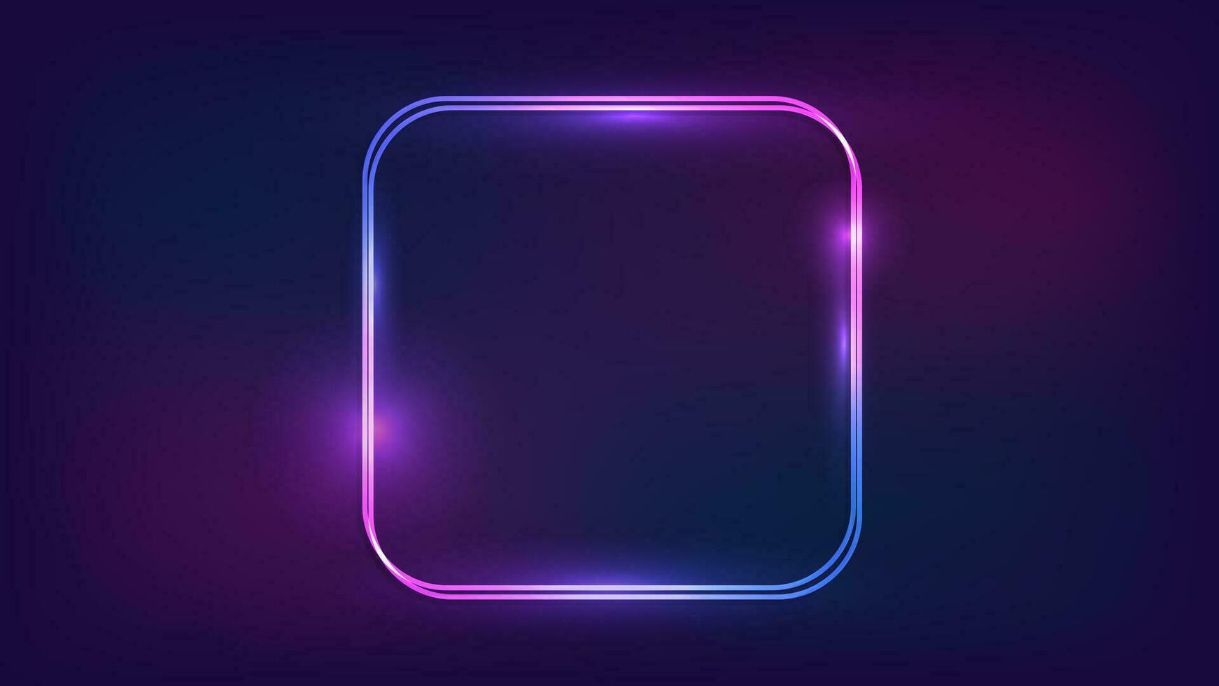 Neon double frame with shining effects vector