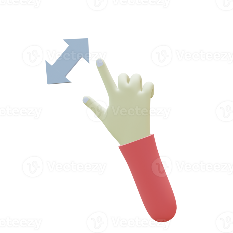 3 D illustration of zoom in hand gesture icon png