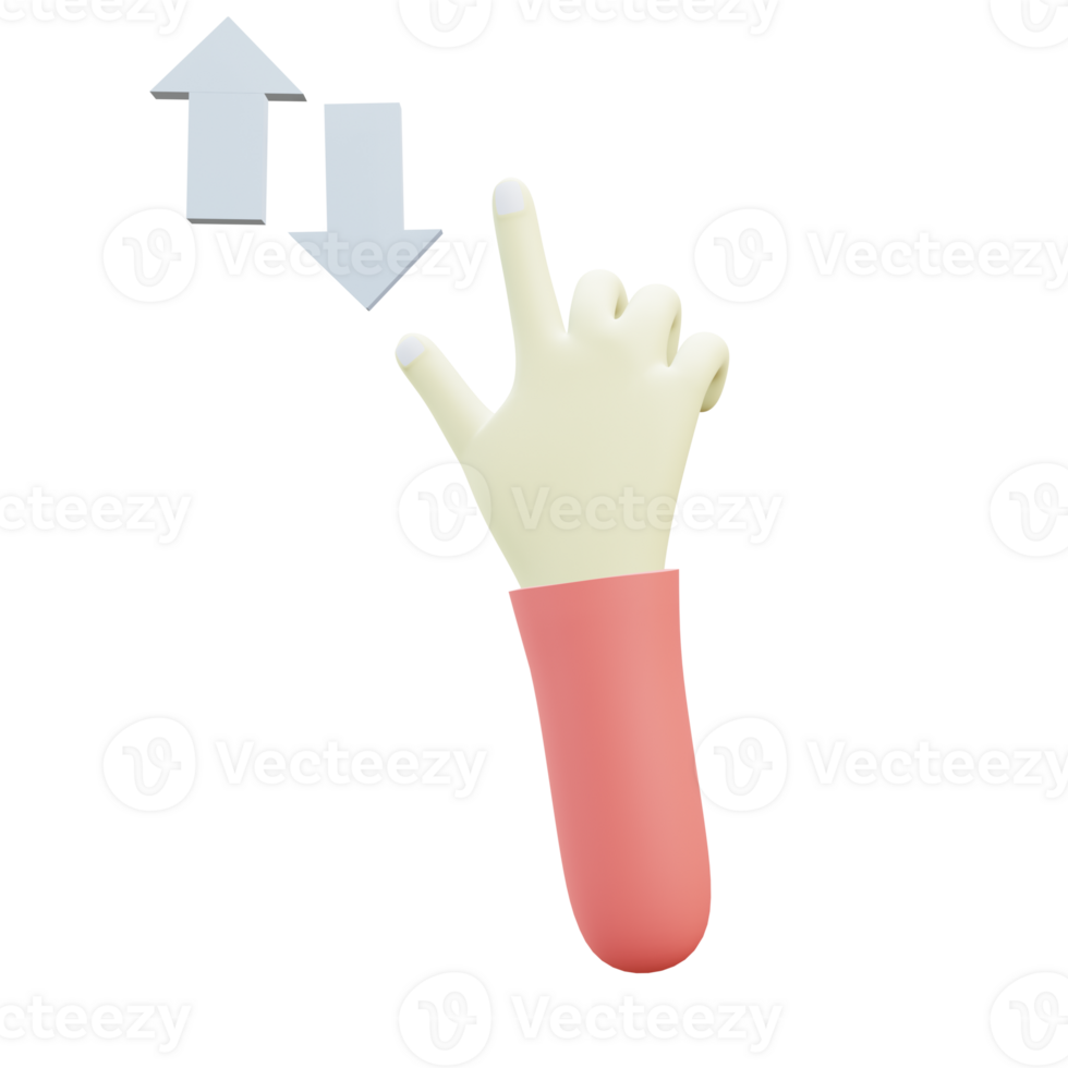 3 D illustration of vertical scroll hand gesture icon png