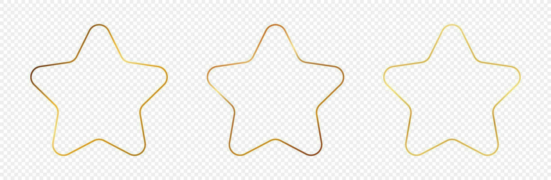 Gold glowing rounded star shape frame vector