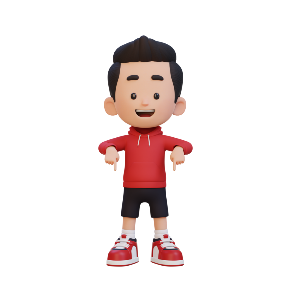 3D cute kid pointing hand to bottom 34763315 PNG