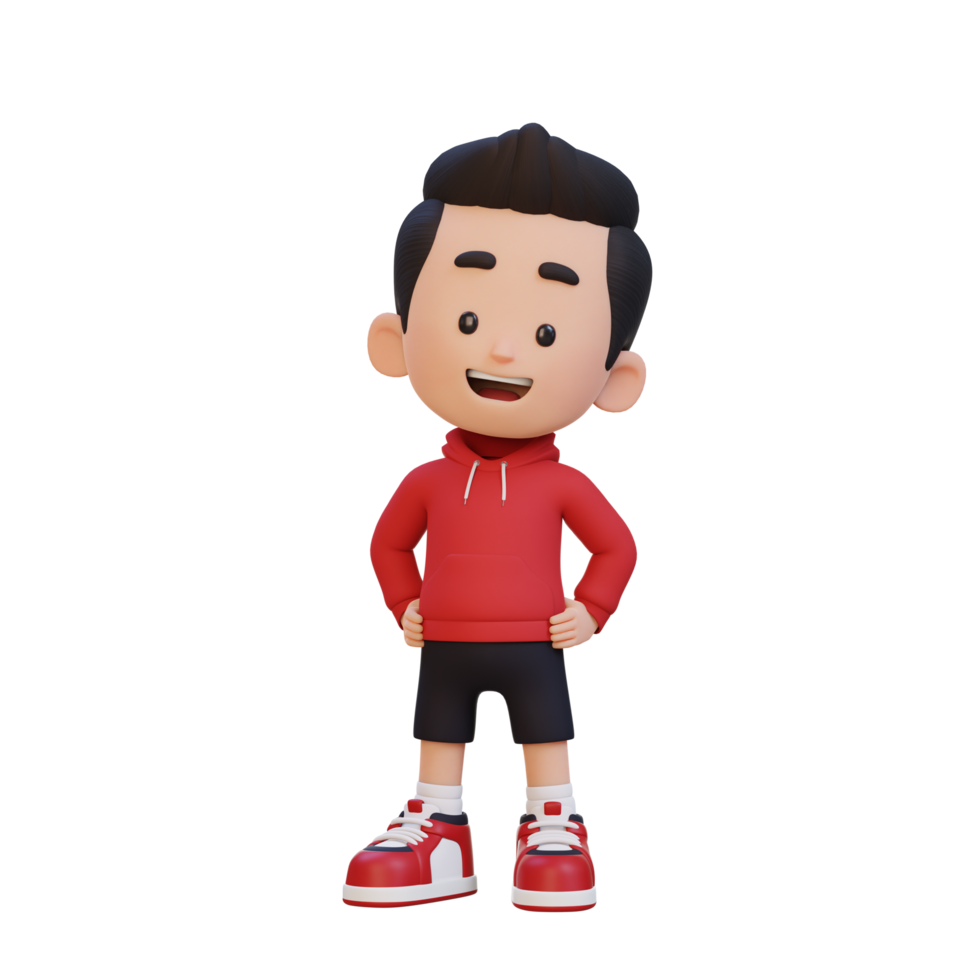 3D cute kid character in confident pose hand on hip png