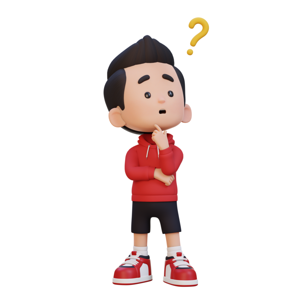 3D cute kid thinking clueless png