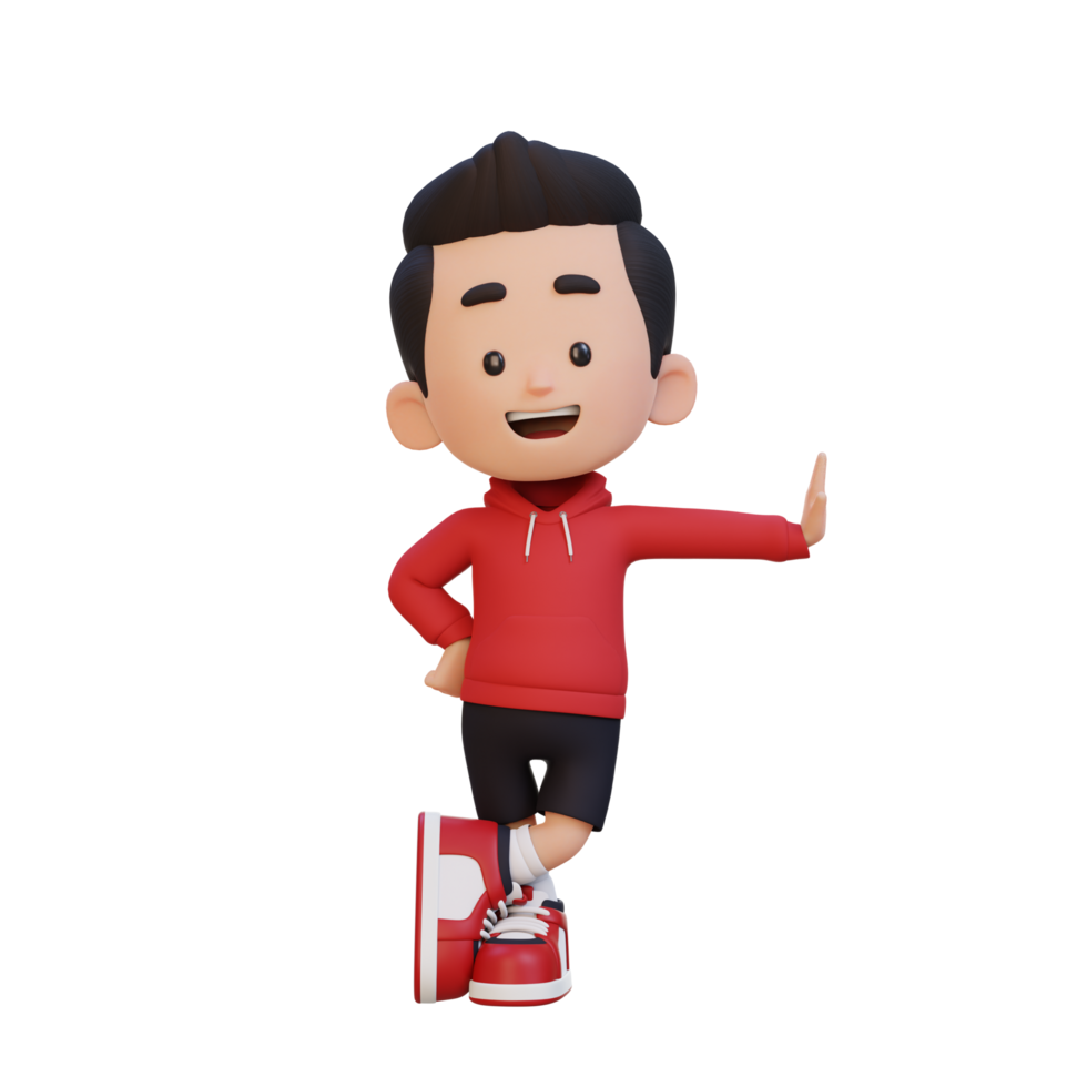3D kid character laying on transparent wall png