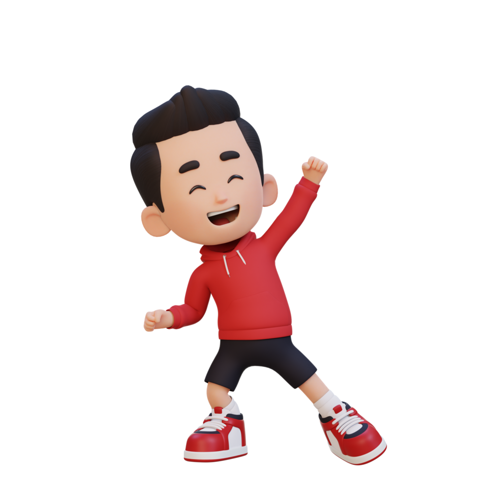 3D cute boy in happy pose png