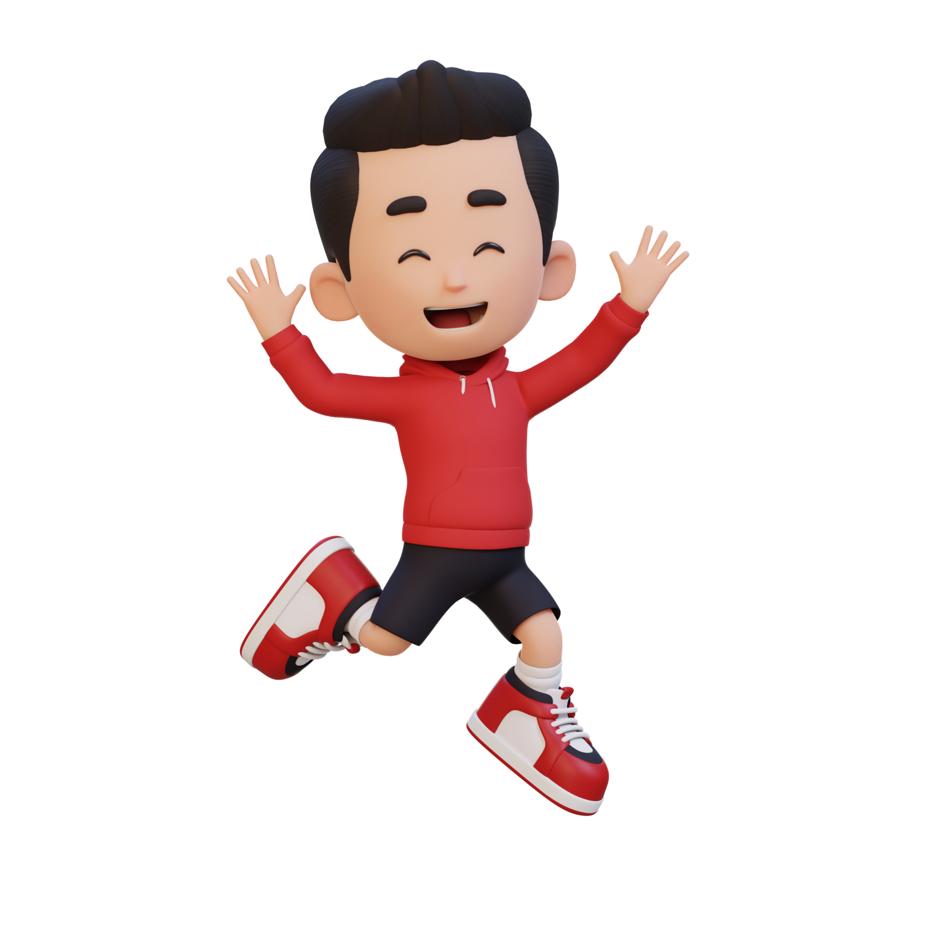 3D cute boy in jumping pose 34763336 PNG